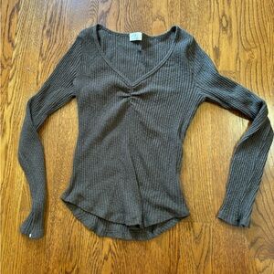 Anthropologie Long Sleeve Brown Shirt